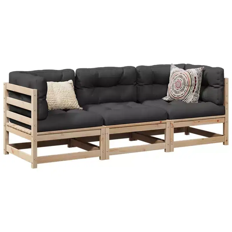 vidaXL Garden Sofa Set Natural Wood Solid Pine Wood Medium Modular