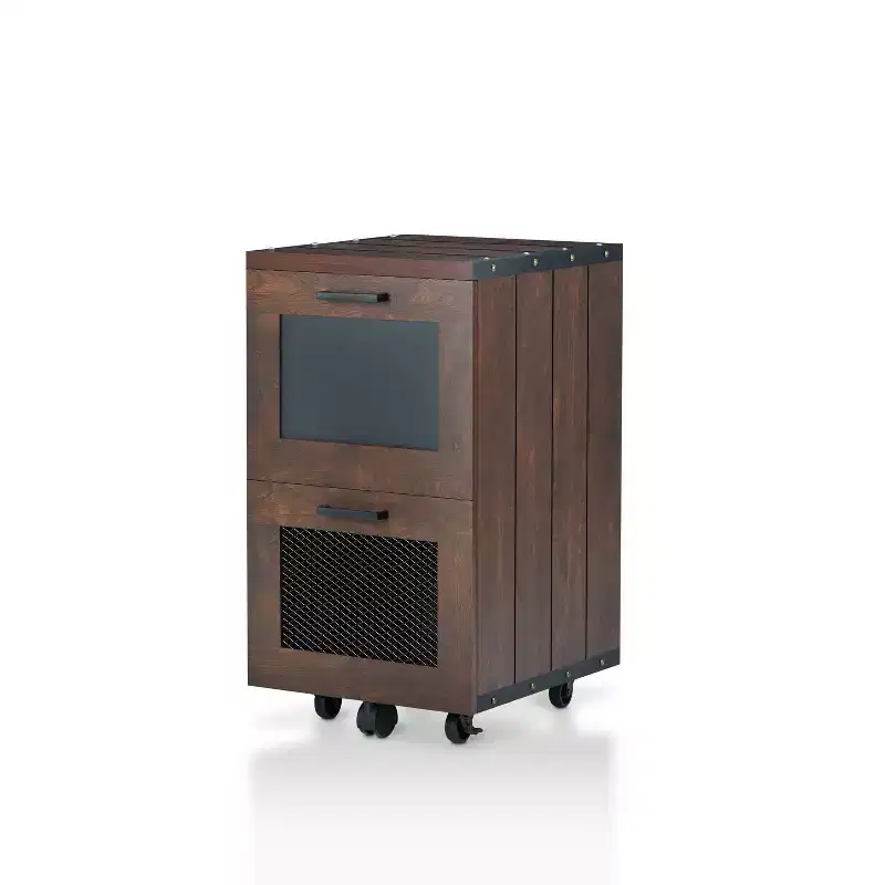 24/7 Shop At Home Jarama Rustic 2 Drawer Filing Cabinet Walnut: Farmhouse Style, MDF & Particle Board, Metal Hardware