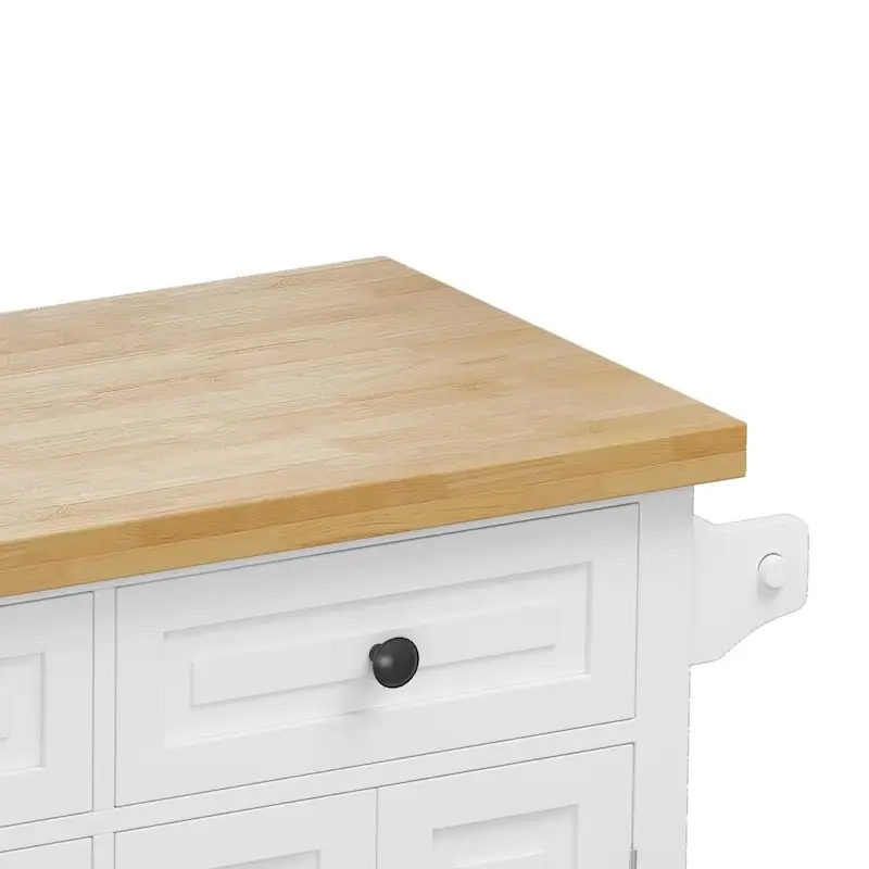 43.31 in. Kitchen Island Cart with 2 Cabinets and Spice Rack