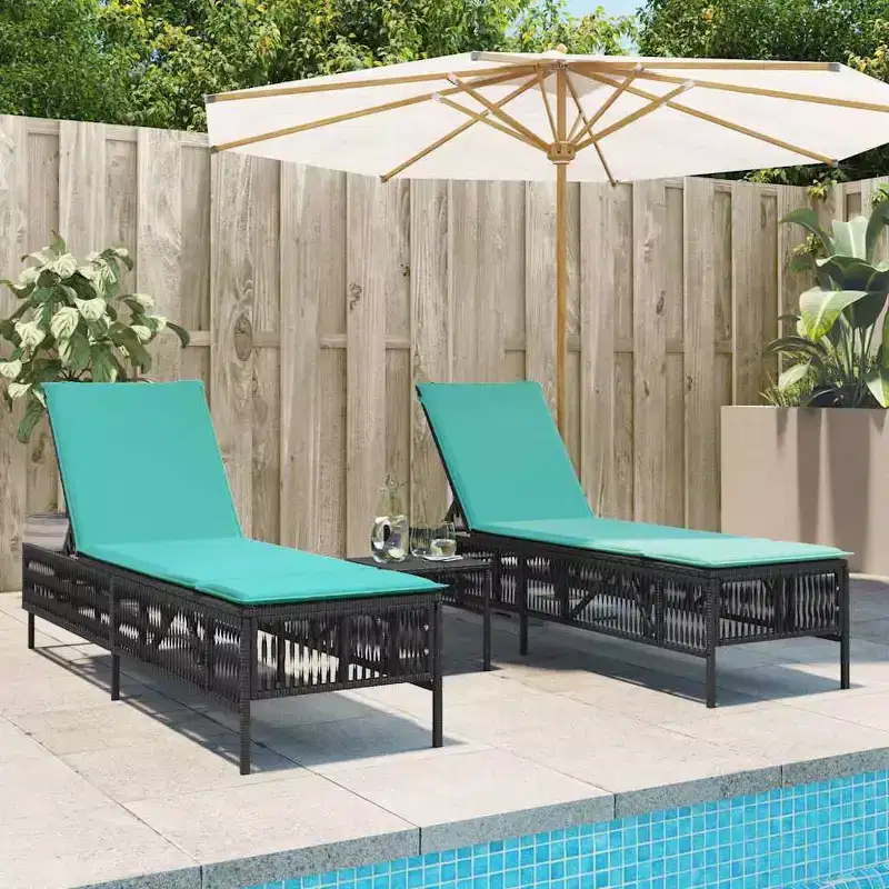 vidaXL Patio Sun Lounger PE rattan, Powder-coated steel Standard