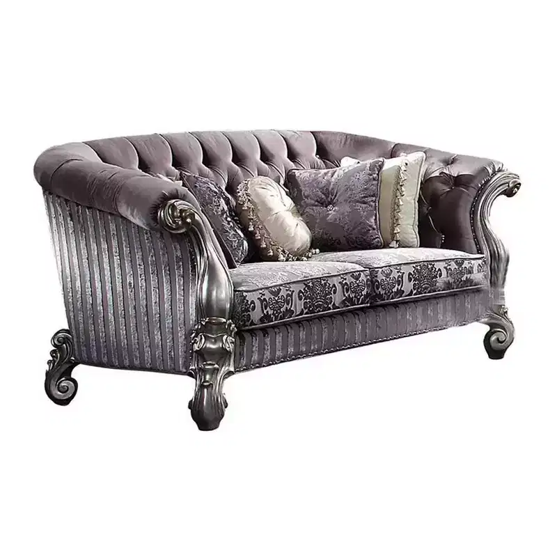 76" Sofa Velvet and Platinum