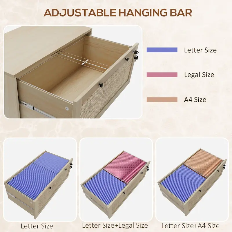 2 Drawer File Cabinet with Lock, Vertical Filing Cabinet with Keys
