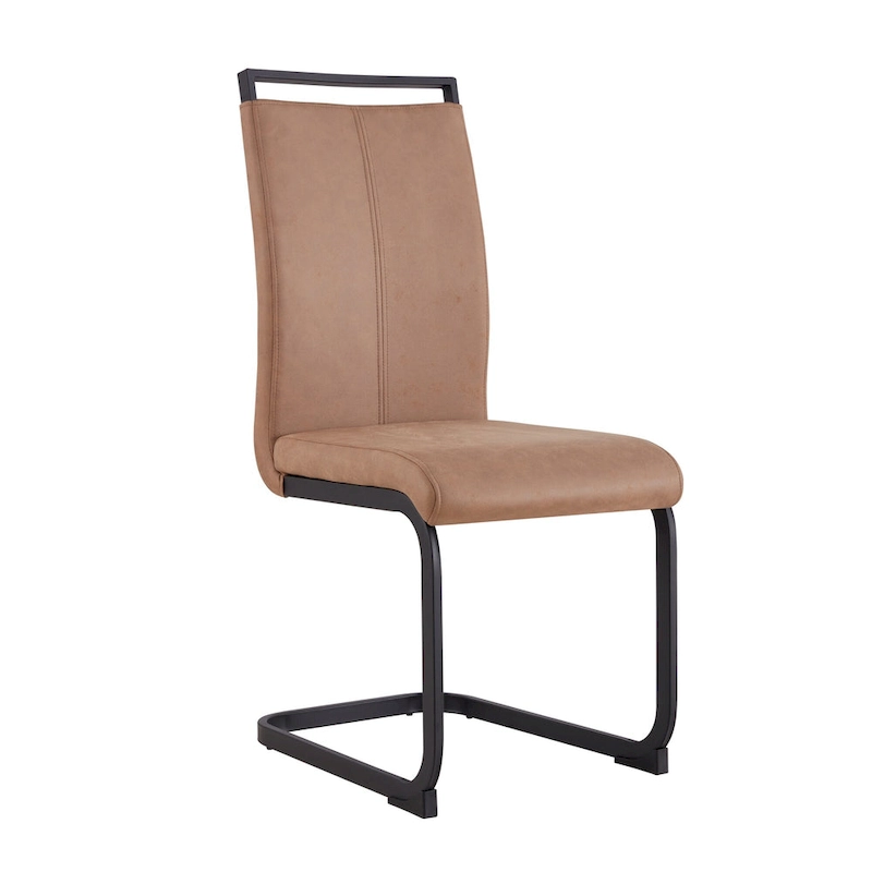 Dining Chair with C-shaped Chrome Metal Legs(Set of 4)