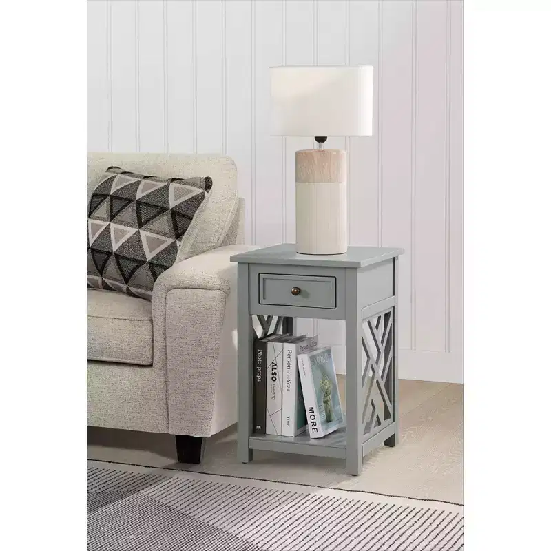 Wood End Table with Storage Shelf