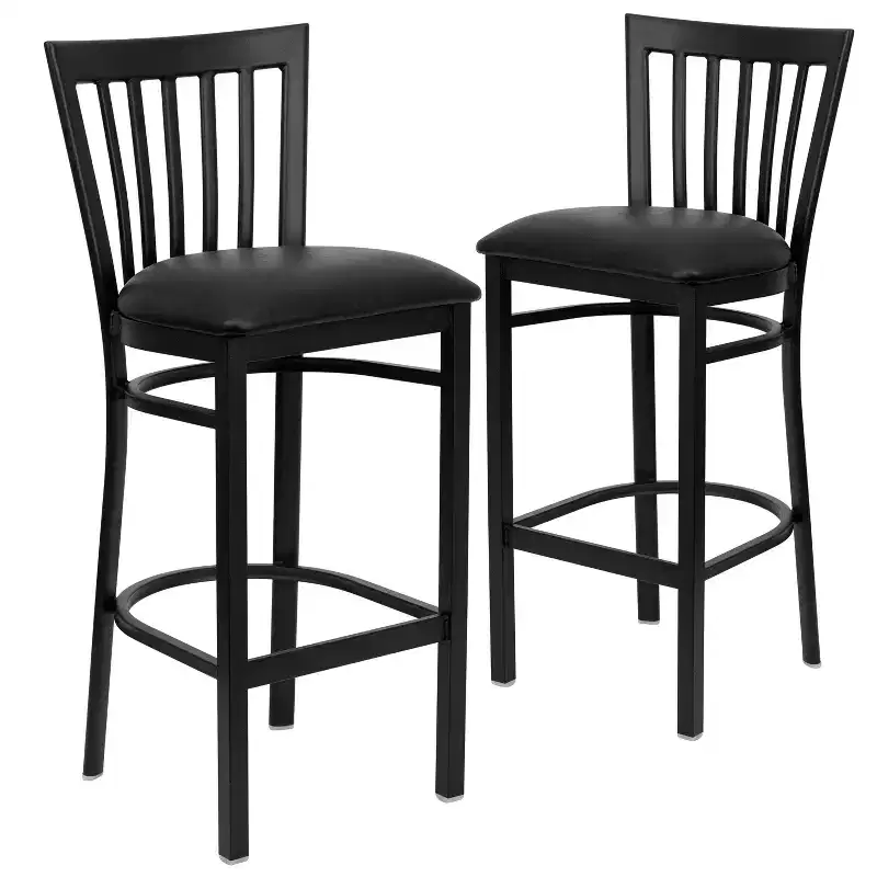 School House Back Metal Restaurant Barstool, Set of 2