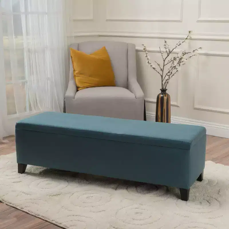 GDFStudio Carducci Contemporary Upholstered Storage Ottoman with Birch Legs