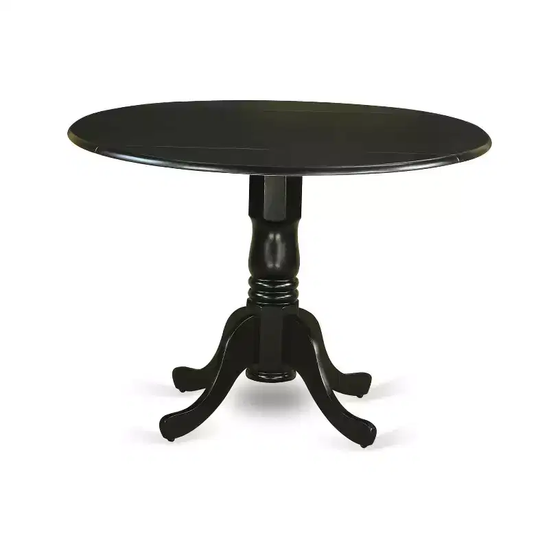 3-Piece Black Finish Solid Wood Top-Round Upholstered Dining Room Set -Seats 4