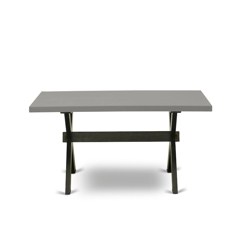 East West Furniture Dining Set-a Dining Table & Black Parson Chairs, Wire brushed Black.(Upholstered & Pieces Options)