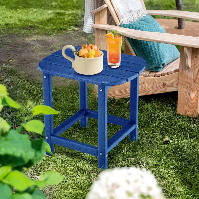 Costway 2 PCS 18 Patio Side Table Weather Resistant Adirondack Table Outdoor Chairside End Tables Waterproof HDPE Navy