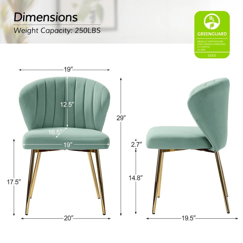 Luna Modern Glam Upholstered Tufted Back Side Accent Dining Chair with Small Base by HULALA HOME