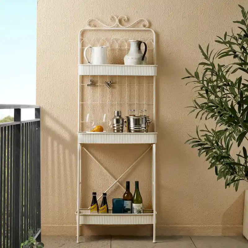 68H 3 Tier Shelving Black Metal Plant Stand Kitchen Shelf Multifunctional Storage Rack for Indoor Outdoor