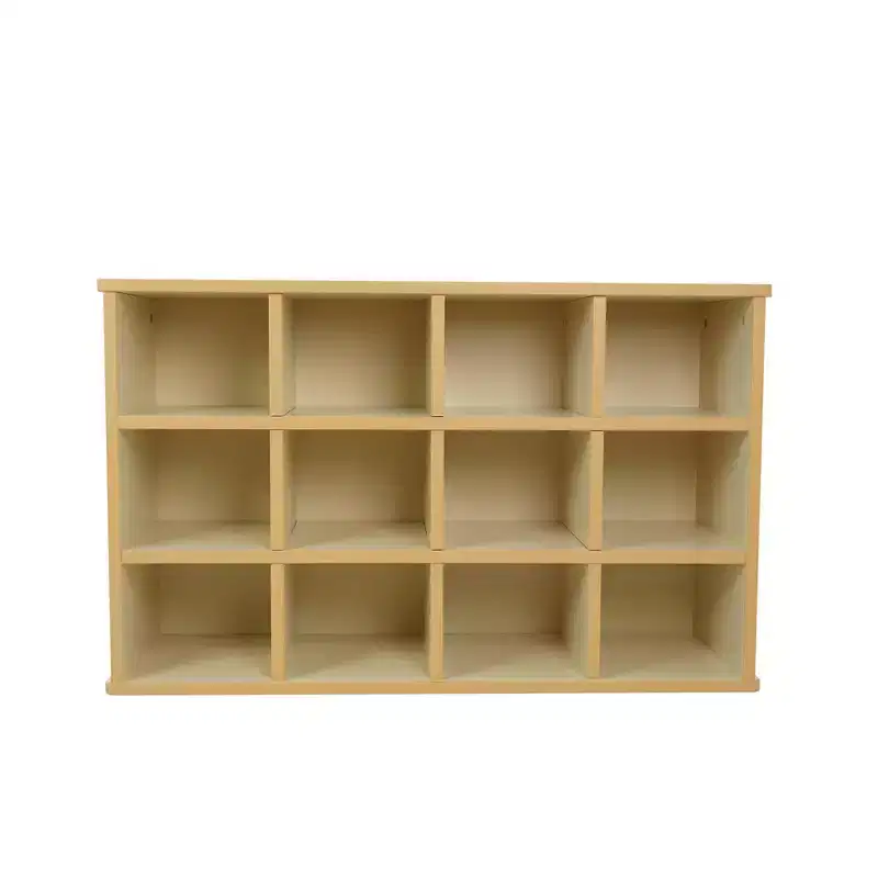 Kids' 24 Cubby Storage Cabinet Almond Maple Wood Laminate