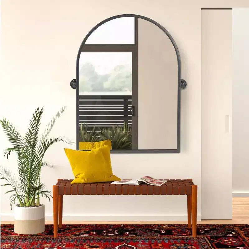 Black Iron Arch Wall Mirror 80x60cm