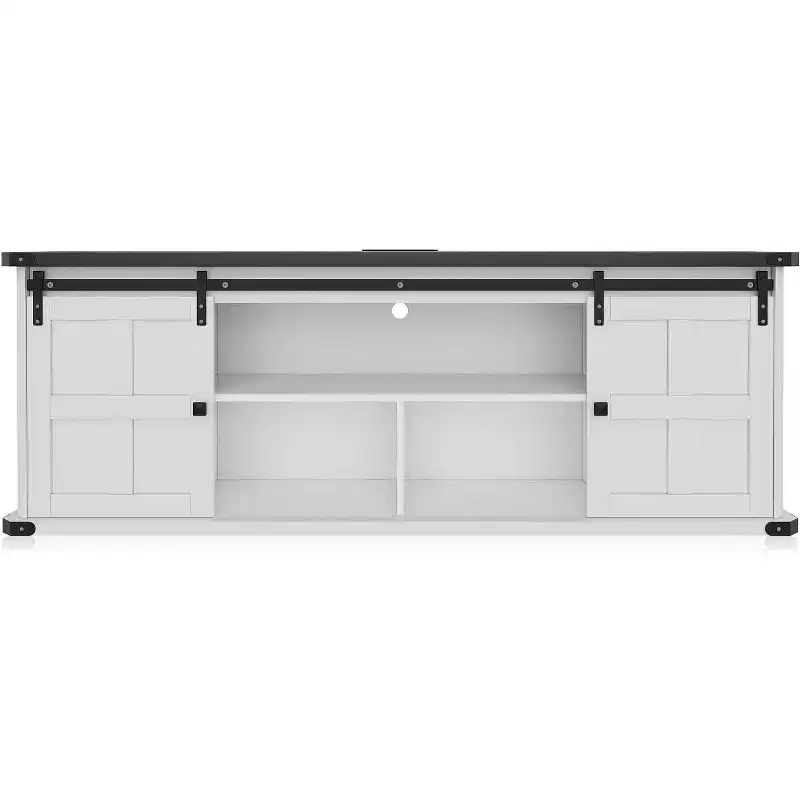 70 TV Stand for 75 Inch TVs, Entertainment Center and Media Furniture with Sliding Barn Doors & Storage Cabinets, Modern TV Console Table