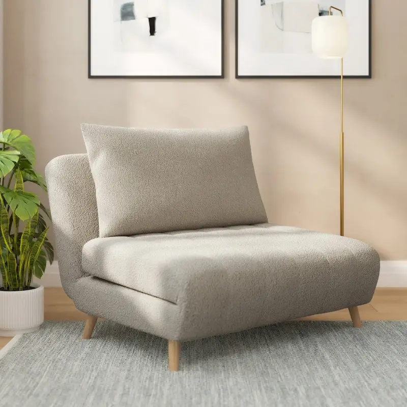 Foldable Sleep Chair with Hideaway Legs and Backrest Pillow - 75.5D x 41W x 30H