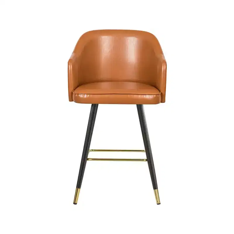 Meridian Furniture,Barbosa Cognac Vegan Leather Counter/Bar Stool, Set of 2