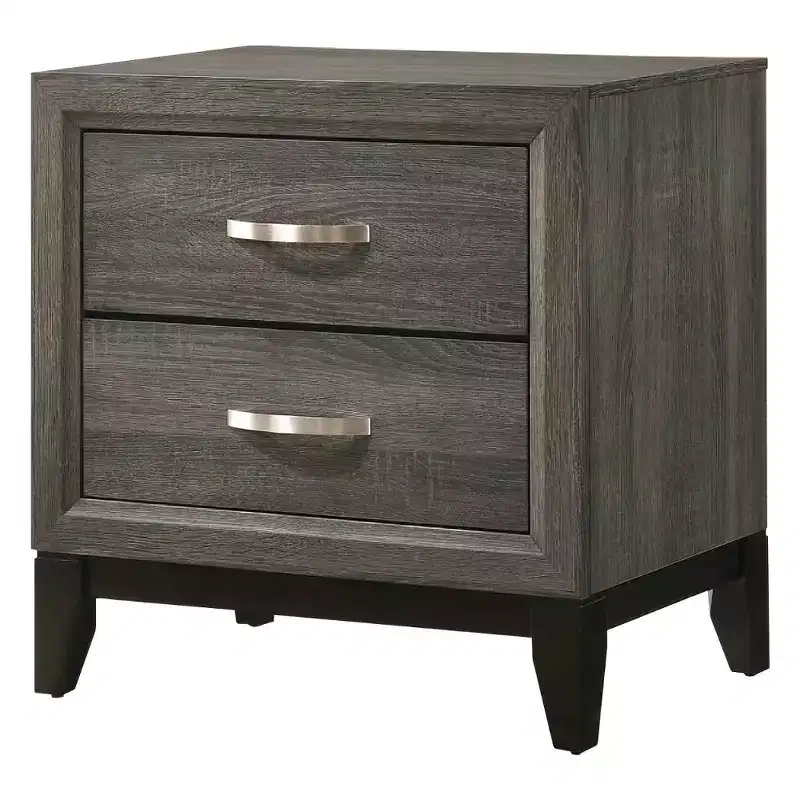 Hampton Style 25-Inch Modern 2-Drawer Nightstand with Metal Handle, Gray Foil Finish