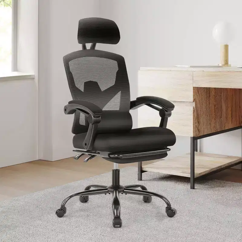 JIONJOY Ergonomic Mesh Gaming Chair with Footrest - 90-135 Recline, Adjustable Lumbar Support & Headrest