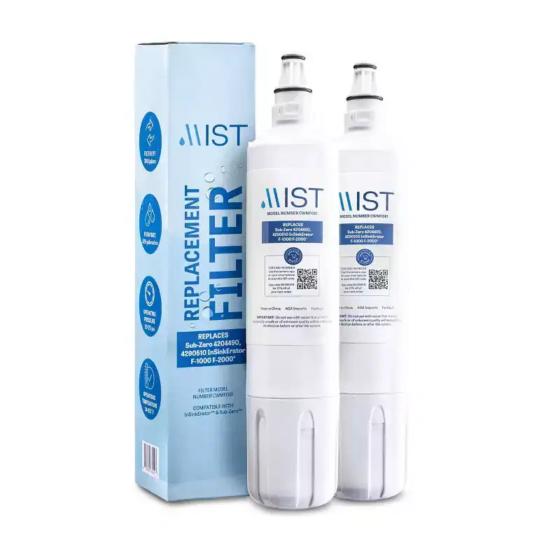 Mist Replacement Sub-Zero/InSinkErator Refrigerator Water Filter 2pk - CWMF261: Fridge Water Filter, Plastic, Blue/White