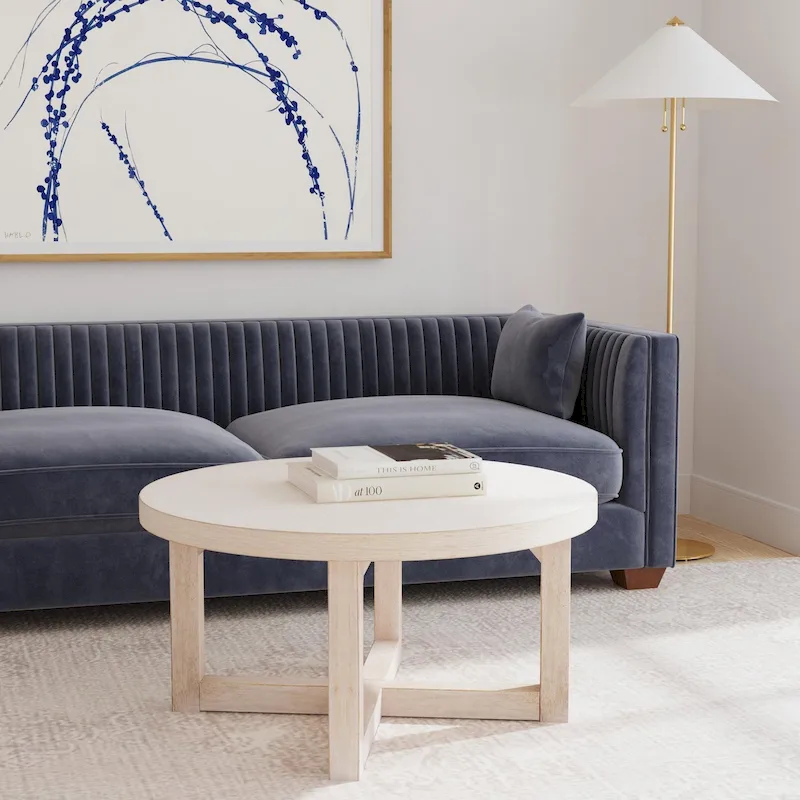 36-Inch Round X-Base Wood Coffee Table