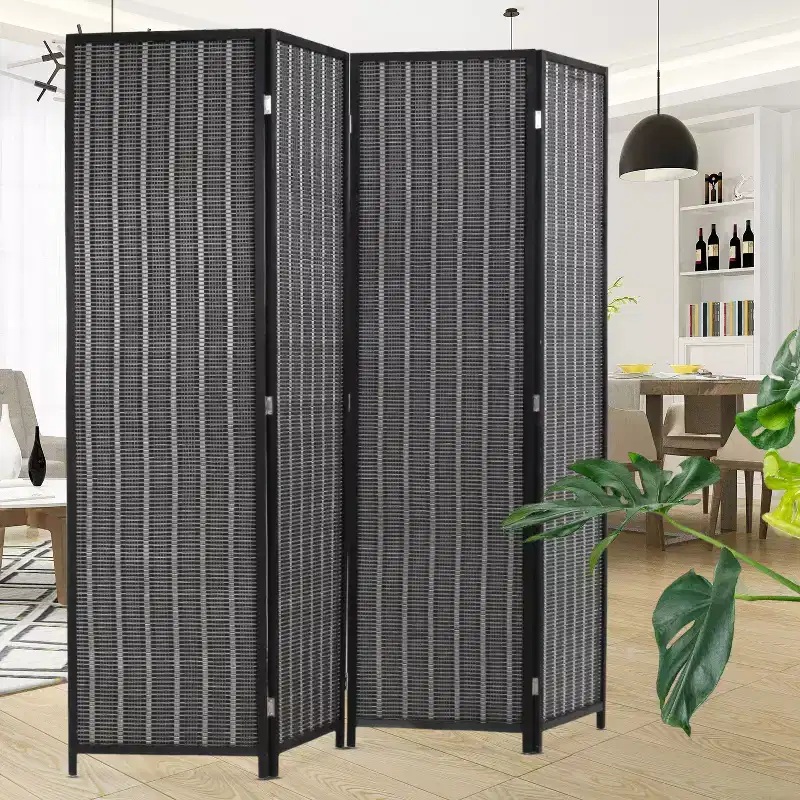 4/6 Panel 6 Ft Tall Bamboo Room Divider – Portable Privacy Screen