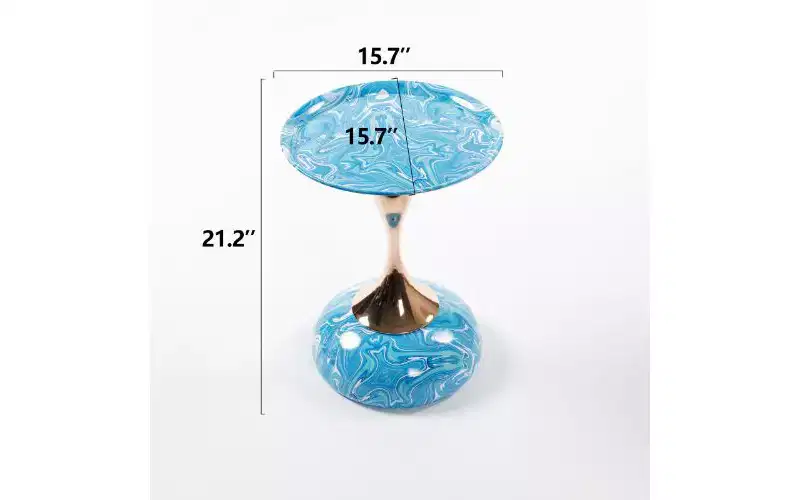 Mermaid Tail Pedestal Round Side Table, Anti-Rust Metal Tray Top Small Coffee Table, Versatile Accent Table, End Table for Living Room
