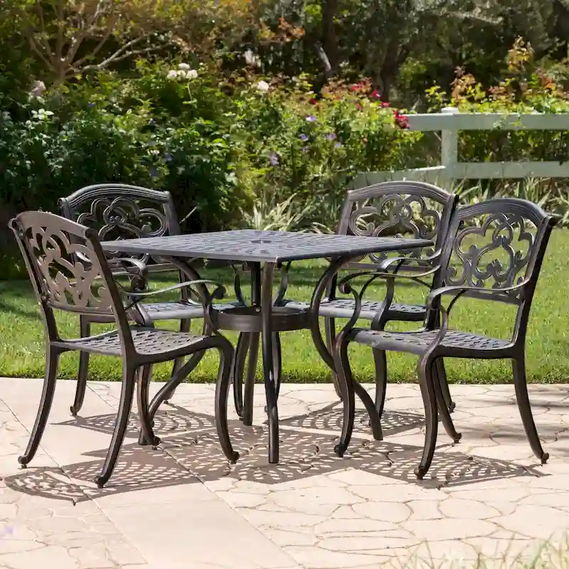 Austin Outdoor 5-piece Cast Aluminum Square Dining Set by Christopher Knight Home