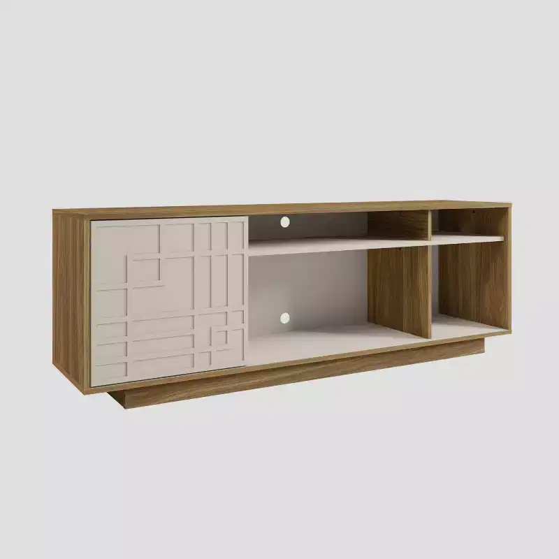 Techni Mobili Contemporary TV Stand for TVs up to 70" Oak: Modern Entertainment Center with Storage, Cable Management