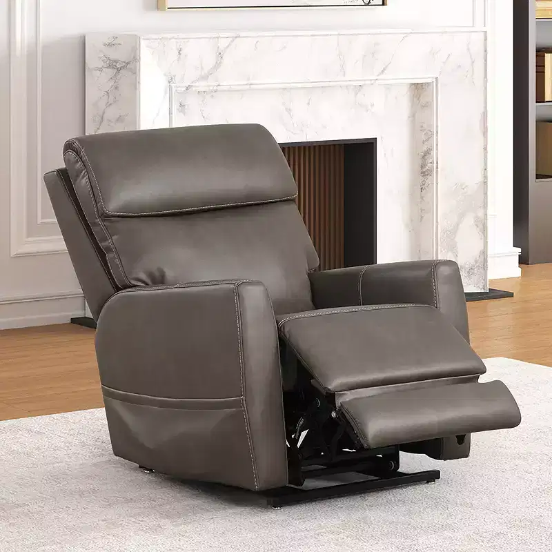 Leatherette Powered Recliner Lift Chair with Zone Heating and Adjustable Headrest, Gray