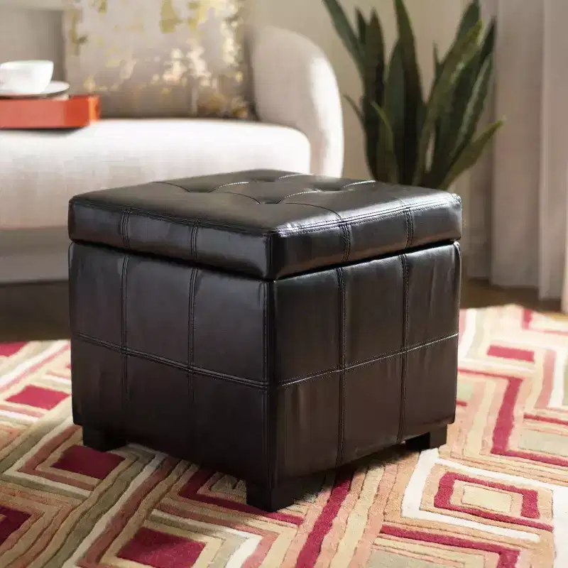 Maiden Square Tufted Storage Ottoman - HUD8231 - Safavieh Couture