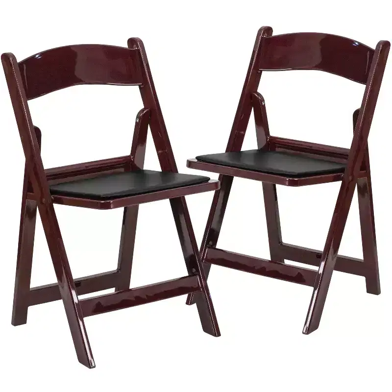 Emma and Oliver 2 Pack Wedding Party Event Resin Folding Chair with Vinyl Padded Seat