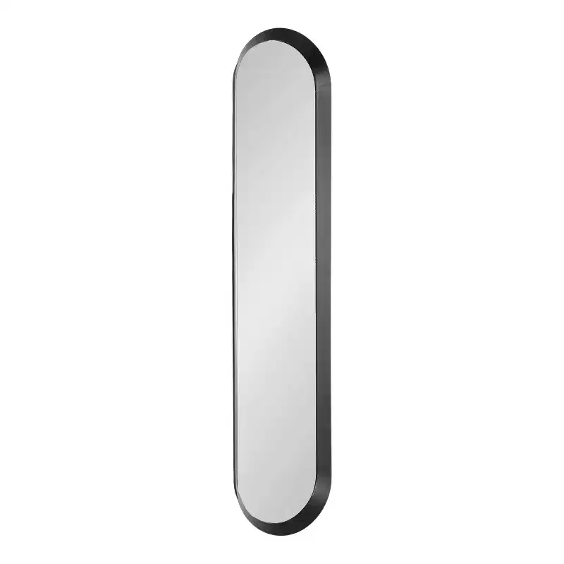 Kate & Laurel All Things Decor 10"x40" Niya Metal Panel Wall Mirror Black