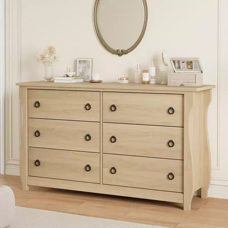 Garvee 6 Dresser for Bedroom, 47.2 Wide Drawer Dresser with Storage Chest, Freestanding Wooden Closet Storage Chest for Living Room