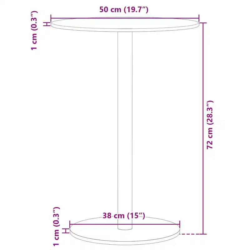 vidaXL Patio Table Round Black 19.7x28.3 Steel
