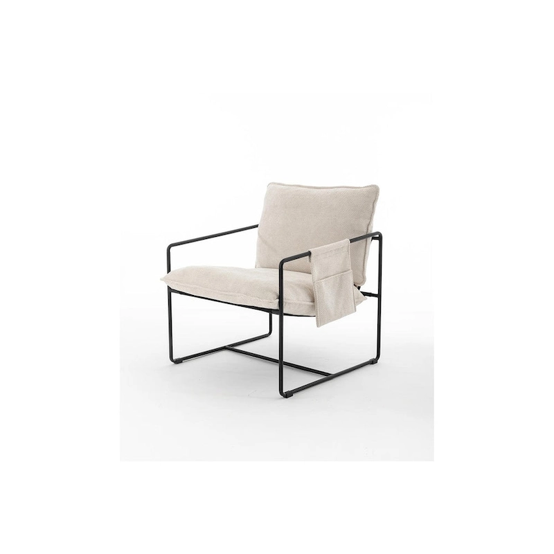 Ouyessir Set of 2 Modern Velvet Accent Chair Linen Sling ArmChair