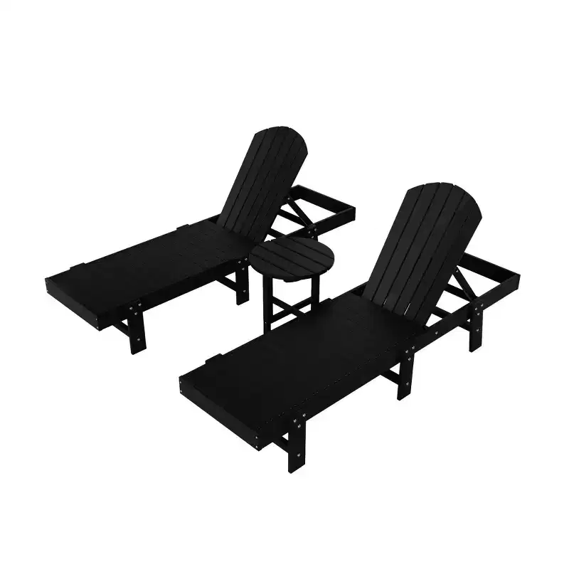 WestinTrends Dylan 3 Piece Adirondack Poly Reclining Chaise Lounge