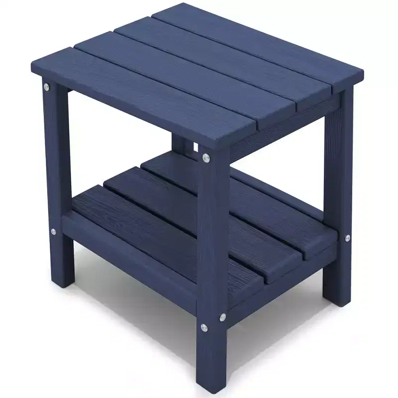 Hyleory Double-Tier Patio Adirondack Side Table, Outdoor HDPE Square End Table