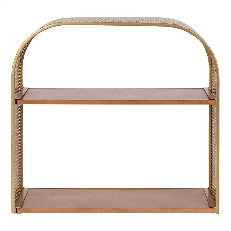 Kate and Laurel Urso Arch Wood Floating Side Table, 20x7x19, Natural and Gold
