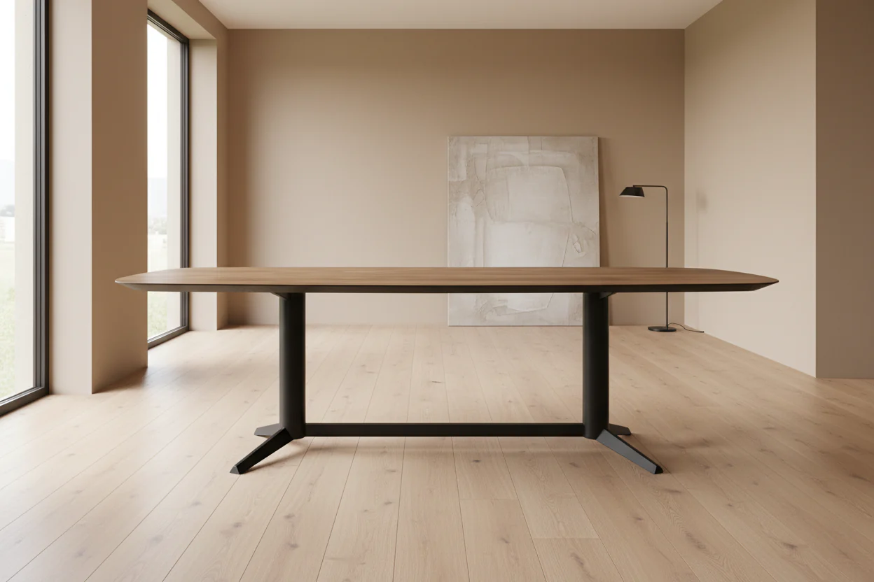 102 Wide Teak Dining Table, Black