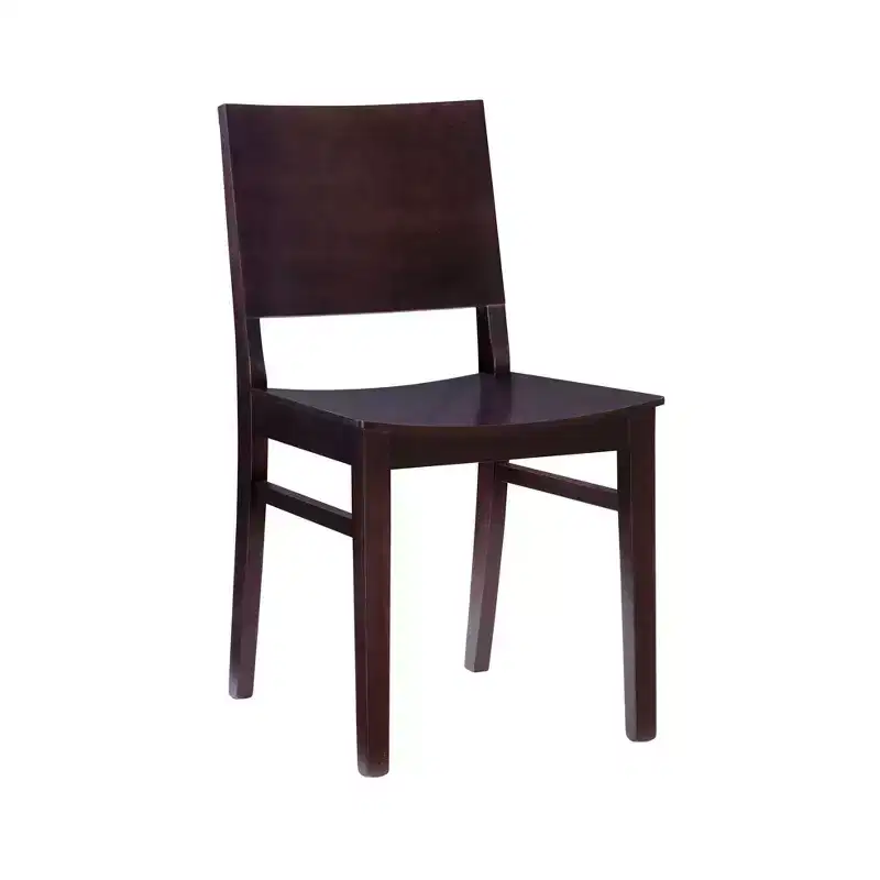 Set of 2 Devin Modern Panel Back Side Chairs Brown - Linon: Beechwood Frame, Mid-Century Style, No Assembly Required