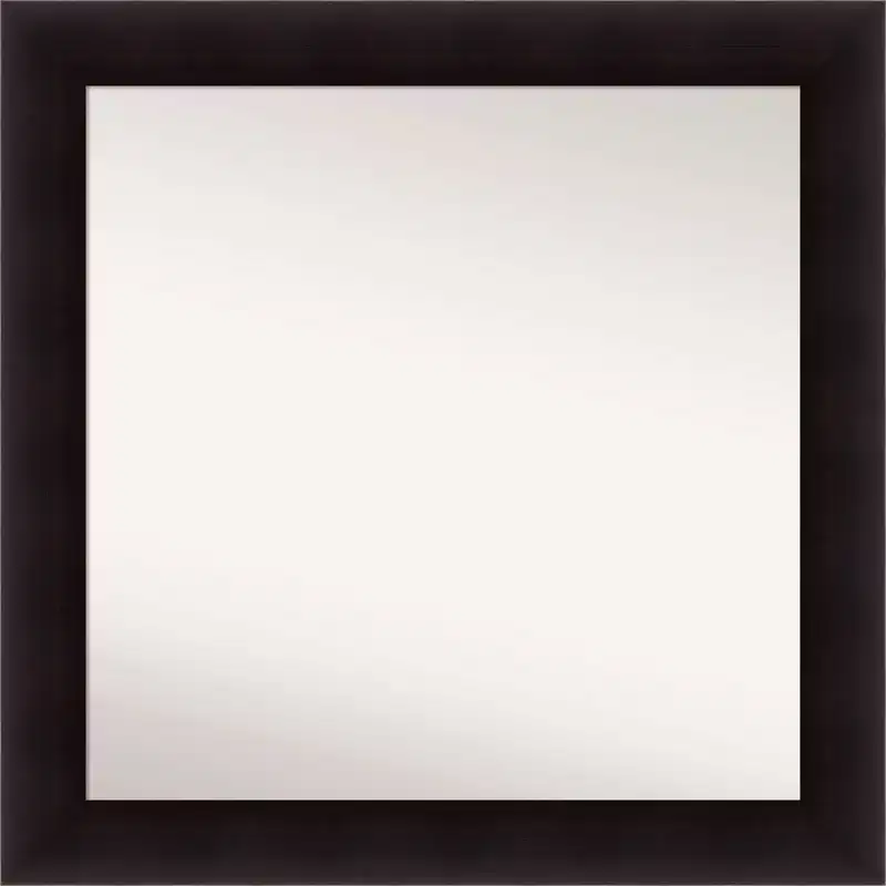 32 x 32 Non-Beveled Portico Espresso Wood Bathroom Wall Mirror - Amanti Art: Modern Square Design, Wall Mount, Includes Hardware