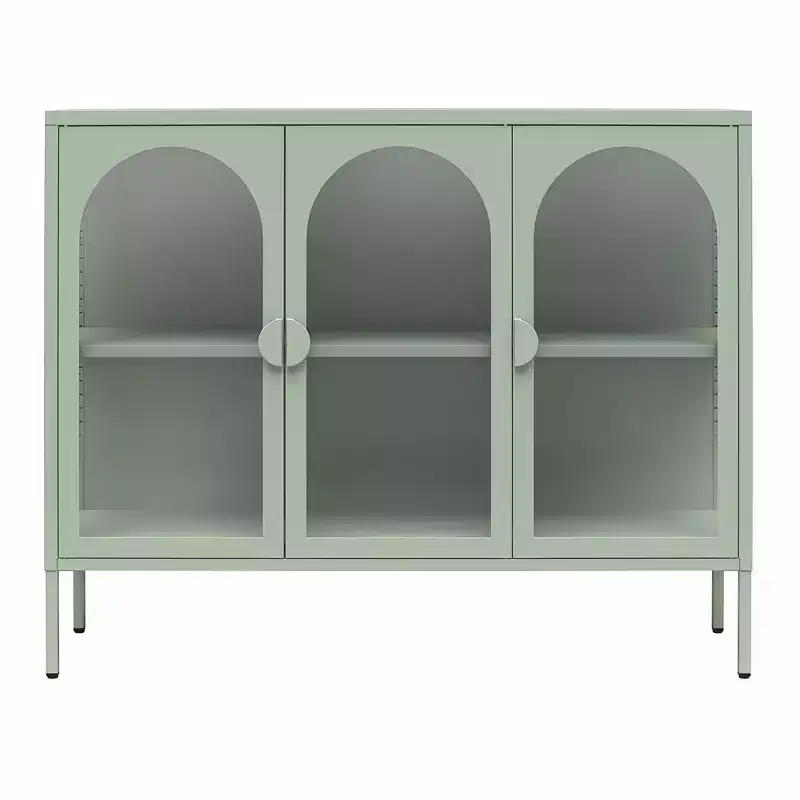 CosmoLiving by Cosmopolitan Chloe Metal Accent Cabinet With 3 Arched Glass Doors