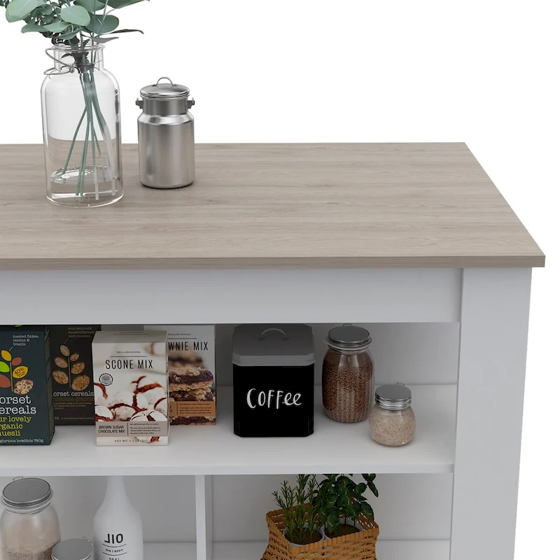Rockaway 3-Shelf Kitchen Island Dark Brown and Onix