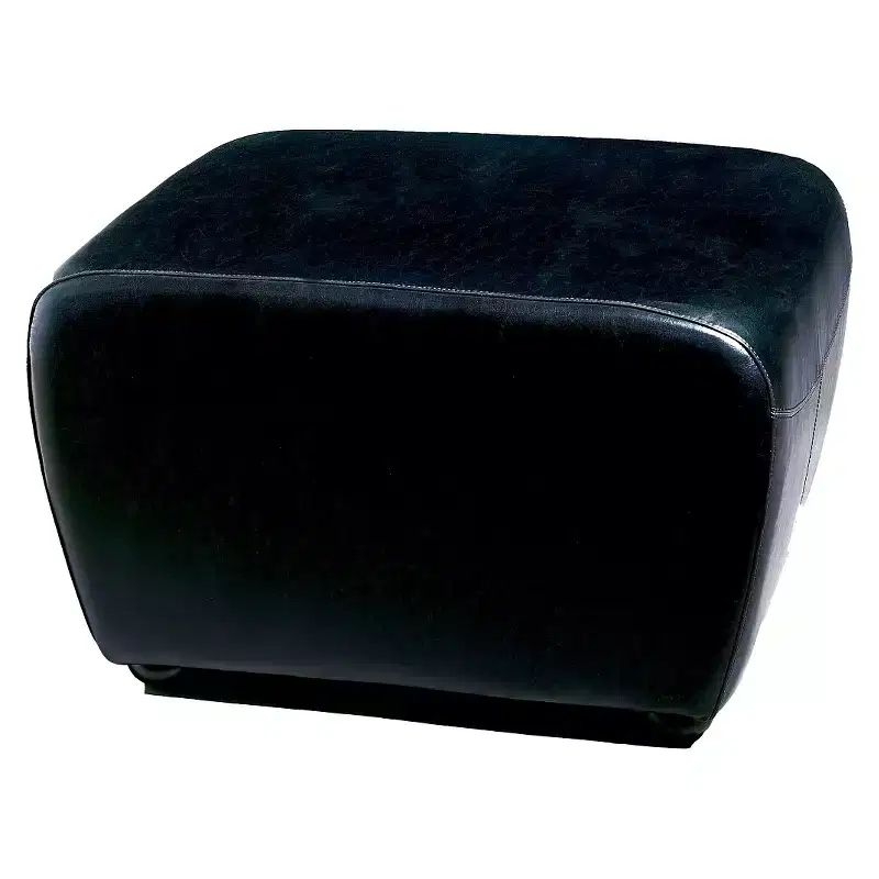 Full Faux Leather Ottoman with Rounded Sides - Padded Seat