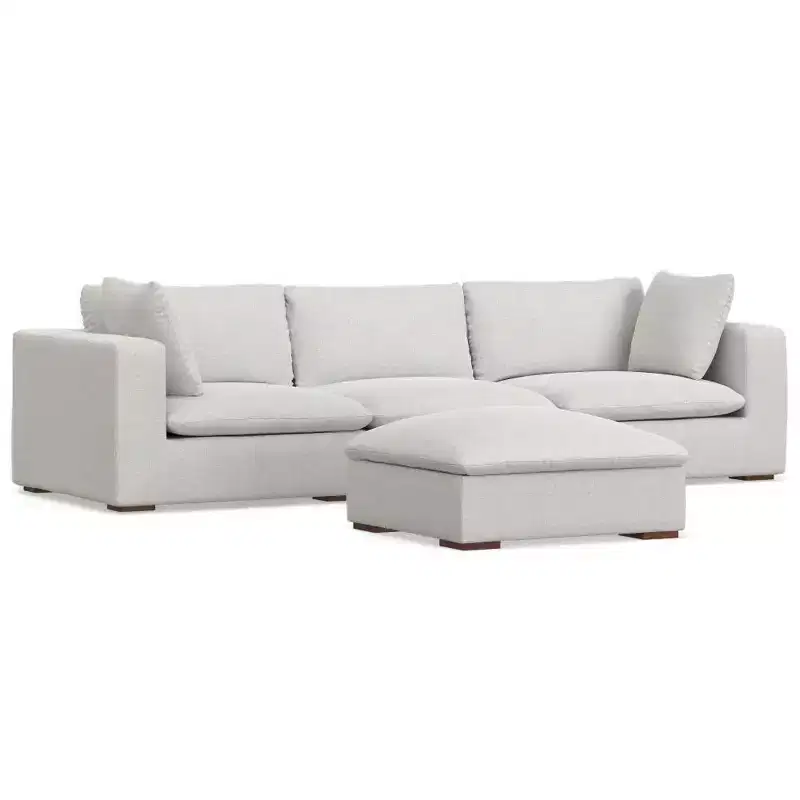 WyndenHall Marlee 3 Seater Sofa and Ottoman Cloud Gray