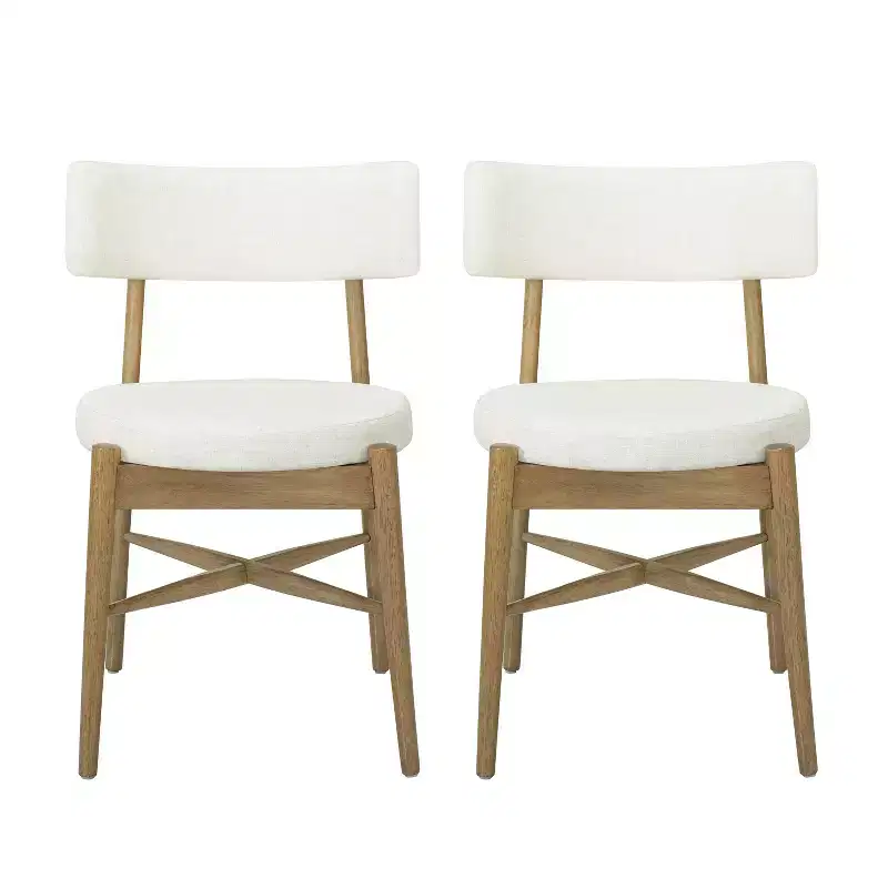 Christopher Knight Home Lumen Modern Rubberwood Linen Blend Upholstered Dining Chairs (Set of 2)