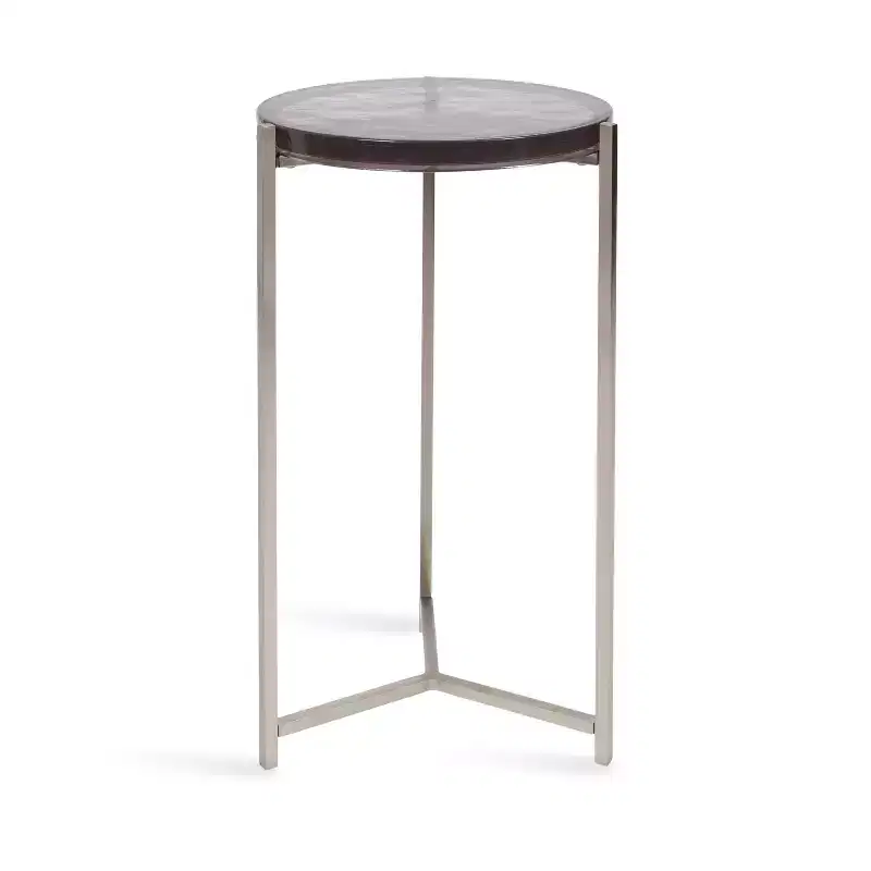 Kate and Laurel Aguilar Glass and Metal Side Table, Gray and Silver, 13x13x24
