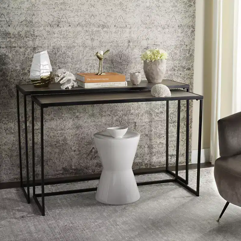 Garin Console (Set of 2) - FOX4267A - Brown - Safavieh Couture