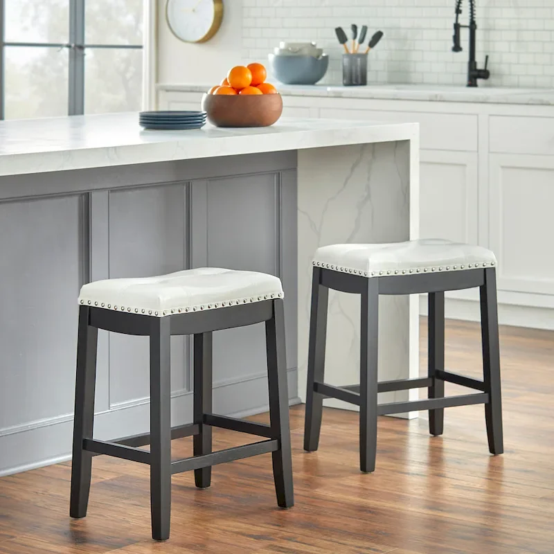 29-Inch Padded Bar Height Saddle Stools Set of 2 | Counter Height Barstool