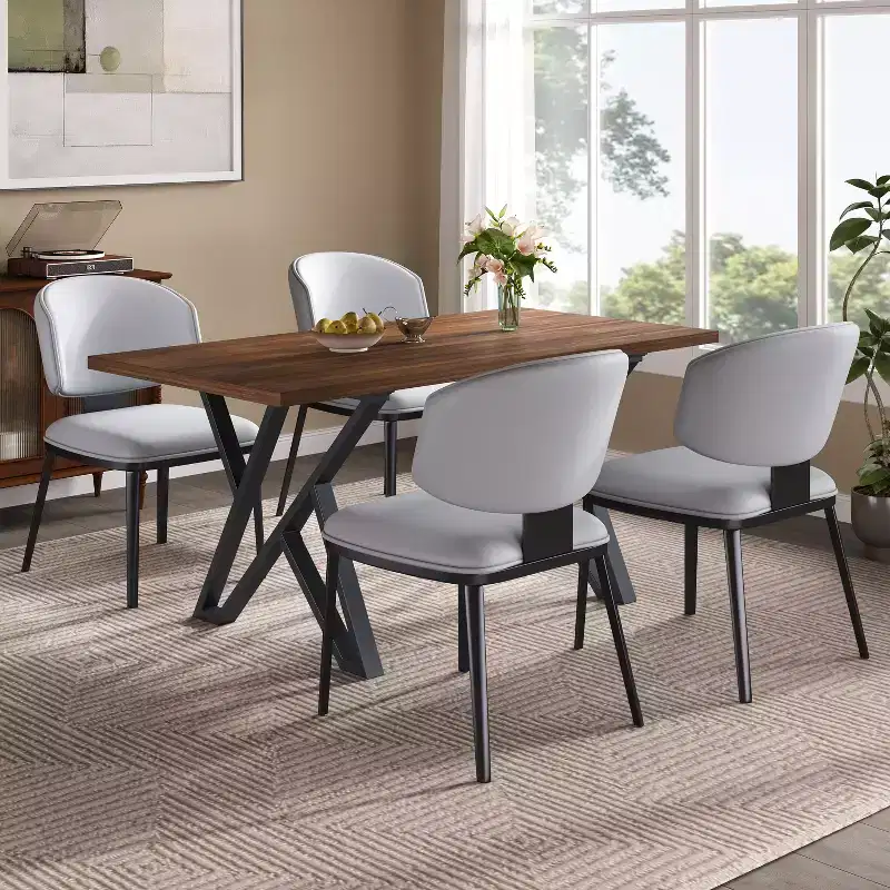 Christopher Knight Home Carrie 5 Pieces Modern Faux Leather and Metal Dining Set